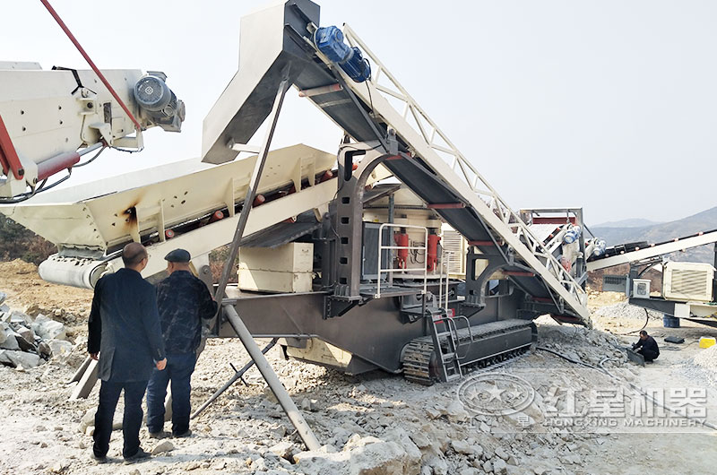 河北青石移動破碎生產線現場實拍2 河北青石移動破碎生產線現場實拍2